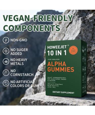 Himalayan Natural Shilajit Gummies for Men, 10-in-1 Alpha Gummies with 4000MG Pure Shilajit, Ashwagandha, Ginseng, Tongkat Ali & Maca Root, Sugar Free, Vegan, 60 Count - Buy Online on GoSupps.com