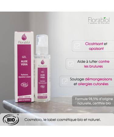 Florabiol - Organic Aloe Vera Gel - Natural Moisturizer for Face Body - Repairs - Heals - Soothes - Anti-inflammatory - Relieves burning and itching - Ecocert Certified Organic - Made in France - Buy Online on GoSupps.com