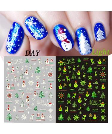 Nail Decal Manicure 3D DIY Santa Snowman Designs Christmas Luminous Nail Stickers(CY-020) - Buy Online on GoSupps.com