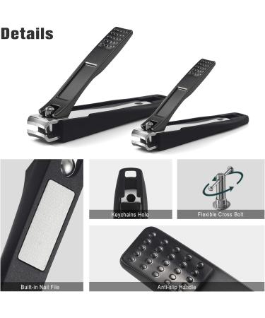 FERYES Nail Clippers Set - Stainless Steel Clippers with Catcher, 2 PCS for Fingernails and Toenails - Includes Black Metal Case - Buy Online on GoSupps.com