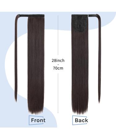 Sleek 28 Inch Dark Brown Clip in Ponytail Hair Extension for Women - Heat-Resistant Fiber Wrap Around Hairpiece - Buy Online on GoSupps.com