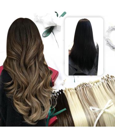 Moresoo Real Hair Micro Loop Extensions - 40 cm Dark Brown to Golden Brown Cold Fusion Remy Hair Microrings 50g #2/6/2 #4/10/16 - Premium Quality Hair Extensions for International Shipping - Buy Online on GoSupps.com