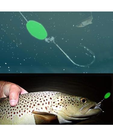 Orootl Glow Beads Fishing Saltwater - 100 Hard Plastic Light Beads | Green & White Oval EI Pearls Bait Fishing Tools - Buy Online on GoSupps.com