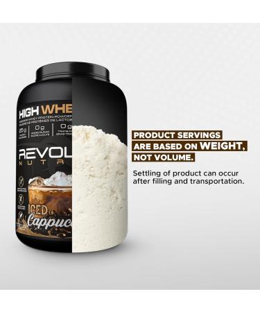 Revolution Nutrition High Whey Protein Powder Whey Isolate Gluten Free Lean Muscle Mass For Men & Women 25g of Protein Per Scoup 908 g 24 Servings (Caffeinated Iced Cappuccino 2 Pound) Caffeinated Iced Cappuccino 2 Pound - Buy Online on GoSupps.com