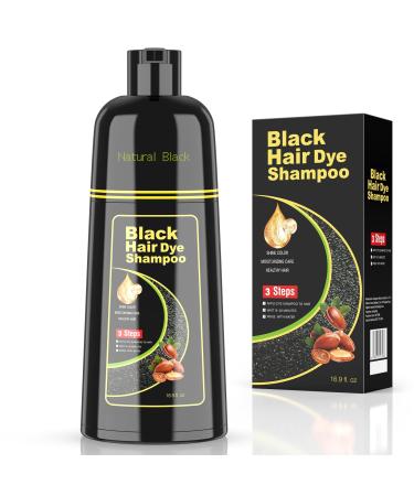 Argan Black Hair Dye Shampoo 3 IN 1 For Women & Men Semi Permanent Hair Color Shampoo for Gray Hair Coverage 16.9 Fl Oz Nature Black