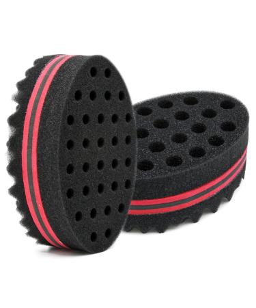 Hair Sponge Twist Brush 2 Pcs Magic Twist Hair Sponge Men Afro Curl Brush Dread Wave Brushes for Curls Dreadlock Small & Big Holes