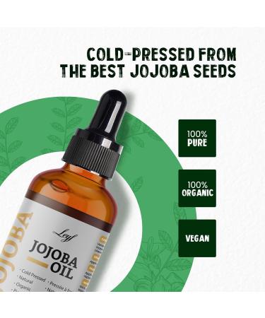 Leyf Organic Jojoba Oil 50ml 100% Pure Vegan Body Hair Face Nail Glass Bottle + Glass Pipette + Pump Moisturizing Care Food Dispenser Body Oil - Buy Online on GoSupps.com