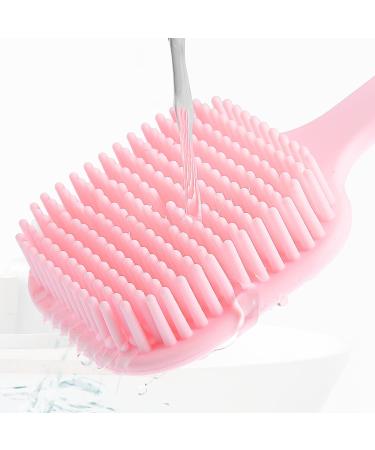VOCOSTE Soft Silicone Bath Brush - Non-Slip Back Scrubber Shower with Long Handle in Pink for Men and Women - Buy Online on GoSupps.com
