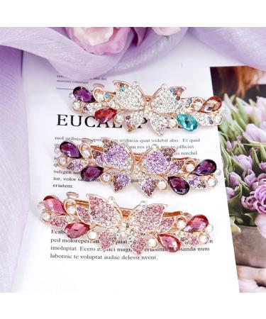 Elegant Vintage Butterfly Hair Clips for Women | Lichengtai Crystal Rhinestone Wedding Accessories | Fashionable Hair Jewelry for Thick & Thin Hair - Buy Online on GoSupps.com