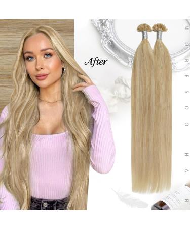 Buy Moresoo Bonded Extensions - Real 1g Blond Hair U-Tip Extensions 50g 50cm Remy Goldblond #P14/613 - International Shipping Available - Buy Online on GoSupps.com
