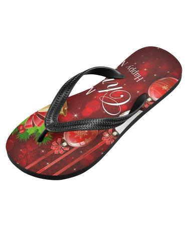 Buy Mnsruu Snowflakes Christmas Ball Red Flip Flops | XXL Slippers for Men & Women - Perfect for Home Hotel Spa & Travel - Buy Online on GoSupps.com