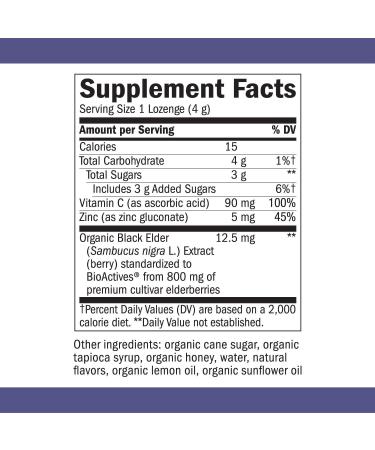 Nature's Way Sambucus Zinc Lozenges | Elderberry, Vitamin C, Honey Lemon | Gluten-Free & Kosher Certified | 24 Lozenges (2 Pack) - Buy Online on GoSupps.com