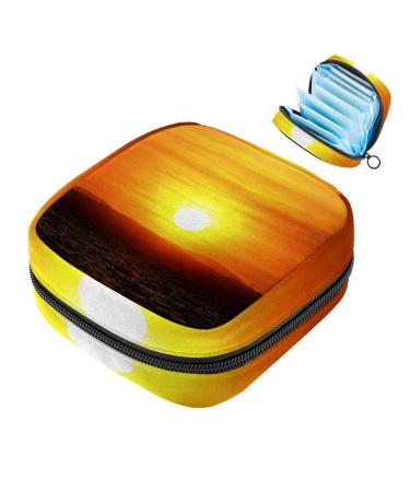 Storage bags for women's bandages sunset beach portable menstrual pad panty lores tampons women's bandages storage holder for women school office multi -colored 04