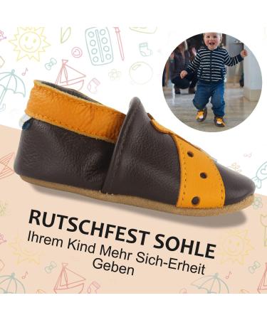 Soft Leather Baby Shoes | Non-Slip Rubber Soles | Baby Boys Girls Sneakers | First Walking Shoes | Newborn Prewalker Sneakers | 0-24 Months | Brown Deer - Buy Online on GoSupps.com