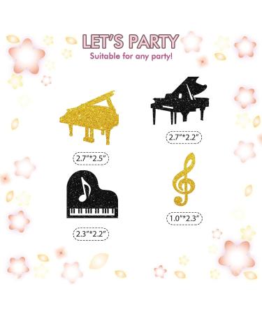 Set of 24 Piano Cupcake Toppers for Musician Birthday Black & Gold Glitter Piano Sign Cupcake Toppers Music Instrument Cake Decoration for Baby Shower/Wedding Party Supplies - Buy Online on GoSupps.com