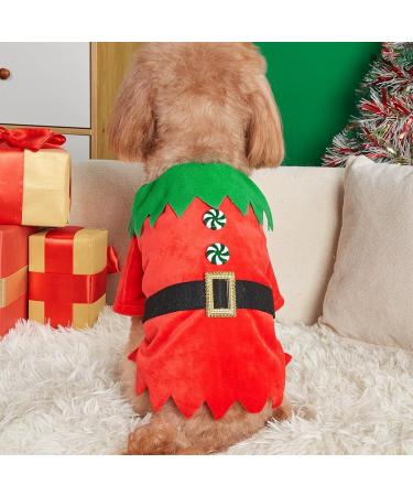 Funny Christmas Elf Costume for Dogs - Holiday Pet Outfit with Belt | Small Dog Xmas Cosplay - Buy Online on GoSupps.com