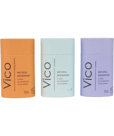 Vico Natural Plastic Free Deodorant Stick 2.65 Oz Lemongrass Orange Blossom & Lavender (3-Pack) - Effective Odor Protection Plastic Free Vegan Cruelty Free Unisex Men Women Lemongrass Orange Blossom & Lavender 3 Pack