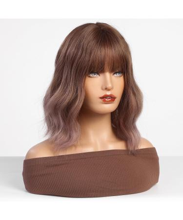 HAIRCUBE Ombre Pink Synthetic Wig for Women - Shoulder Length Cherry Blossom Pink Hair with Fringe - Buy Online on GoSupps.com