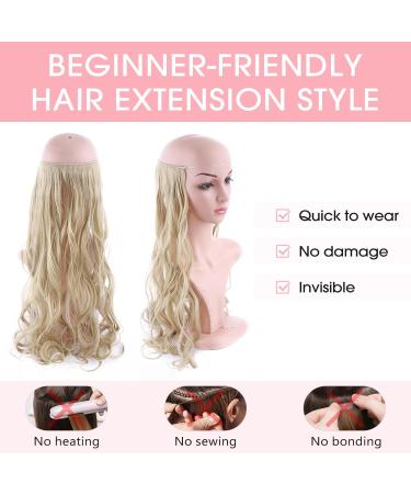 Silk-Co 60cm Rubber Band Hair Extensions - Corrugated Secrets Wire Extensions for Women - Blonde Synthetic Hair - Buy Online on GoSupps.com