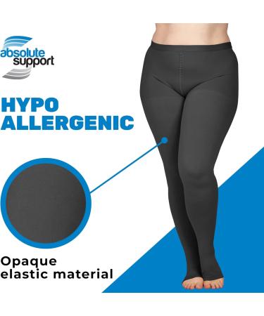 Shop ABSOLUTE SUPPORT Plus Size Compression Pantyhose 20-30mmHg - Opaque Open Toe Tights for Varicose Veins & Deep Vein Thrombosis - 2X-Large Black - Buy Online on GoSupps.com