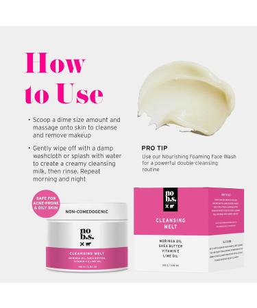 No Bad Stuff - Cleansing Melt with Moringa Oil Shea Butter Vitamin E and Lime Oil Facial Cleanser Balm 3.52oz - Buy Online on GoSupps.com