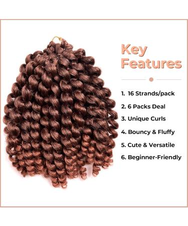 Toyotress Wand Curl Jamaican Bounce Crochet Braids Short Curly Hair Extensions (T30 12 inches) 12 inches T30 - Buy Online on GoSupps.com