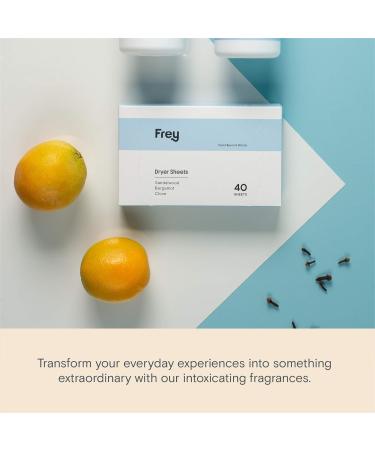 FREY Naturally Scented Dryer Sheets - 2 Pack, 80 Sheets - Sweet & Bold Sandalwood/Cedarwood Fragrance - Buy Online on GoSupps.com