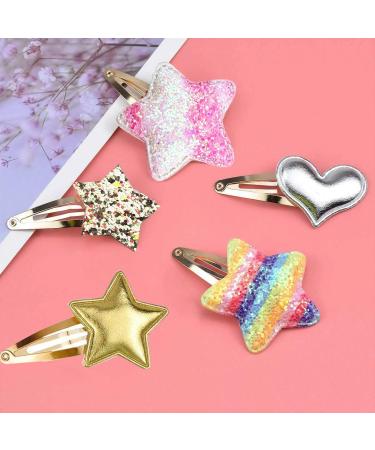 Gingbiss 8 Pairs/16 Pack Girls Hair Clips - Star/Crown/Heart/Butterfly Shapes | Cute Sparkly Hair Barrettes for Kids - Buy Online on GoSupps.com