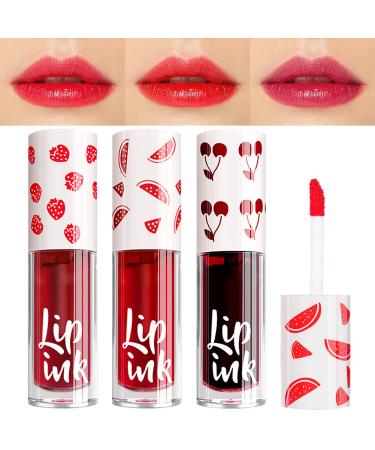 Erinde 3 Colors Lip Tint Stain Set  Velvet Lip Tint Watery Lip Stain  Moisturizing Lightweight Long Wear Lipstick Set  Natural Matte Lip Tint Stain Lip  Non-sticky Lip Color Korean Makeup 3PCS