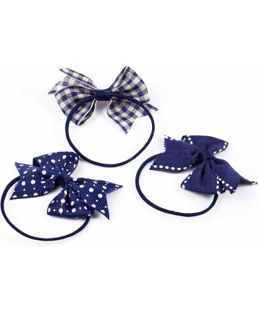 KOONY Baby Girls Navy Hair Bow Elastic Ties Ponytail Holders - 16pc Set - Buy Online on GoSupps.com