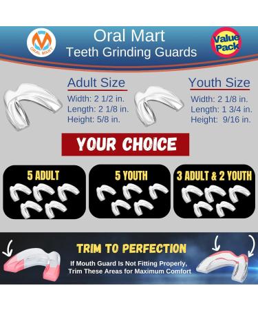 Oral Mart Kids Mouth Guards for Grinding Teeth - 5 Pack Clear Moldable Anti Grinding Teeth Protector for Sleep - Youth Size with Free Case - Buy Online on GoSupps.com