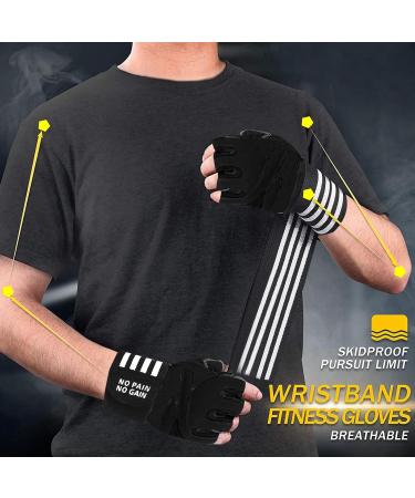 Finger Ten Fitness Gloves for Men - Full & Half Finger Wrist Protection Training Gloves for Weightlifting & Bodybuilding - Dark Black - Buy Online on GoSupps.com