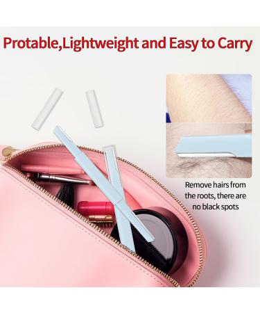 Eyebrow Razor & Face Shaver for Women & Men - Double-headed Dermaplaning Tool for Facial Hair Removal - Protective Blade Cover - Blue - Buy Online on GoSupps.com