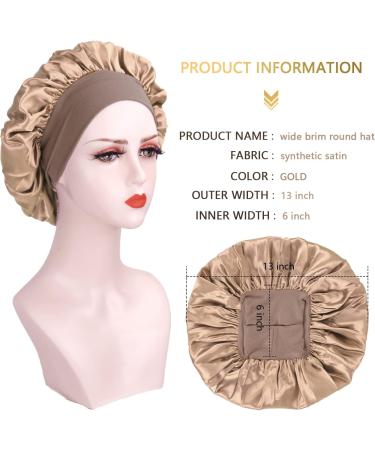 AliLeader 2Pcs Silk Hair Wrap for Sleeping - Black+Gold Satin Bonnet for Curly Hair - Buy Online on GoSupps.com