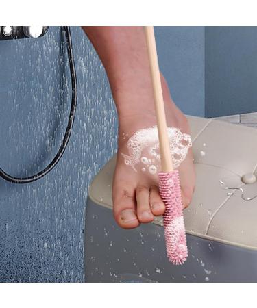 Toe Lotion Applicator - 2 Long Handle Toe Scrubber | Silicone Bristles Foot Brush | Foot Towel Brush with Reusable Drying Covers | Toe Cleaning Brush Silicone Toe Brush for Seniors Pink - Buy Online on GoSupps.com