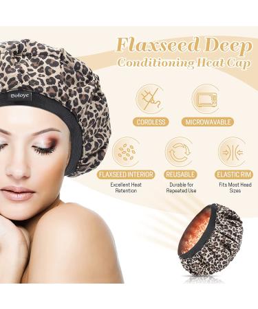 Flaxseed Deep Conditioning Heat Cap - Boloye Cordless Microwave Hot Cap for Natural Curly Hair Care (Leopard, 10 PCS) - Buy Online on GoSupps.com