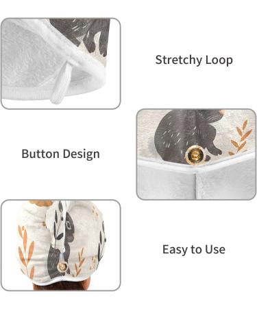 Black Rabbit Leaf Hair Towel 2 Pack - Super Absorbent Quick Dry Hair Turbans for Women & Girls | Durable Button Twisty Wrap Hair Drying Towels - Buy Online on GoSupps.com