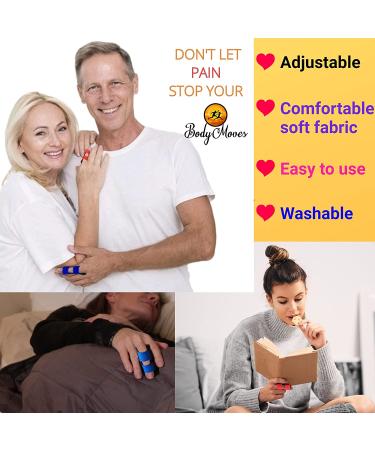 BodyMoves 2 Finger Splints with Sleeves for Trigger Mallet Broken Finger Support - Seniors Brace Joint Aid for Men and Women (4pc Set, Midnight Black) - Buy Online on GoSupps.com