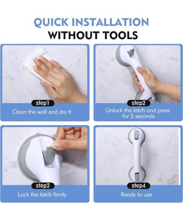 12-Inch Grab Bars for Bathtubs and Showers with Suction Cup Holders - 2 Pack Gray - Bathroom Safety Bars for Seniors, Elderly, Handicap - Shower Chair Bench Handle - Buy Online on GoSupps.com