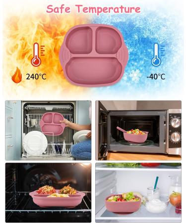 Jissta 8 Pcs Silicone Baby Weaning Set - Suction Bowl, Bib, Cup, Fork & Spoon - Non-Slip, BPA-Free (Pink) - Buy Online on GoSupps.com