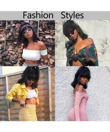Body Wave Wigs with Bangs - Virgin Brazilian Human Hair - 180% Density None Lace Front Wig for Black Women - Glueless Machine Made (18 inch) - Buy Online on GoSupps.com
