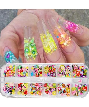 3D Fruit Nail Art Slices - 12 Grids Glitters for Summer Designs - Banana Lemon Strawberry Cherry Watermelon - DIY Manicure Supplies - Buy Online on GoSupps.com