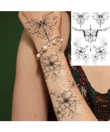 Glaryyears Mix Black Temporary Tattoos - Snake, Butterfly, Mermaid, Sun, Moon, Flowers Designs - Waterproof Body Art Stickers for Chest, Waist - 9 Sheets for Women, Men, Adults - Buy Online on GoSupps.com