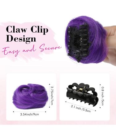 REECHO 2 PCS Mini Claw Clip in Messy & Cat Ears Hair Bun Extensions Wig Accessory Updo Hairpieces for Women Girls (Pack of 2-3.5" Wavy Dark Purple) Pack of 2-3.5" Wavy Dark Purple - Buy Online on GoSupps.com