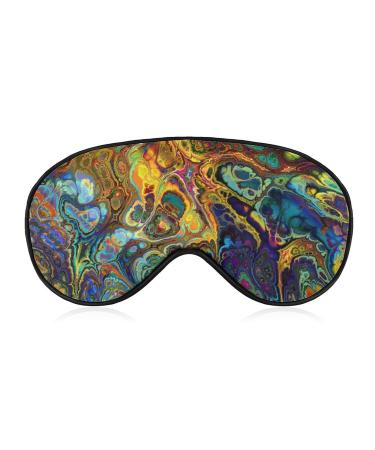 Rainbow Color Psychedelic Spiral Paisley Sleep Mask for Women Adjustable Sleeping Eye Shades Cover with Elastic Strap