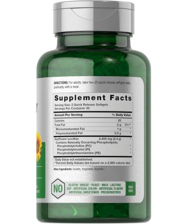Horb ach Sunflower Lecithin Softgel Capsules | 2400mg | 60 Pills | Naturally Occurring Phospholipids | Non-GMO Gluten Free Supplement - Buy Online on GoSupps.com