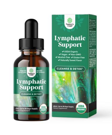 Certified Organic Lymphatic Drainage Drops - Herbal Lymphatic Cleanse and Immune Support Supplement with Echinacea Goldenseal & Red Clover Extract - Vegan Non GMO Alcohol and Sugar Free - 30 Servings