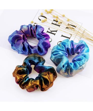 Shiny Metallic Scrunchies - 12 Pieces Elastic Hair Bands for Women and Girls - Buy Online on GoSupps.com