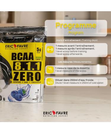 BCAA Powder 8.1.1 Zero Vegan Amino Acids Bodybuilding Your Ally For Effective Training Enhanced Performance 500 g French Laboratory Eric Favre (Blue Raspberry) - Buy Online on GoSupps.com