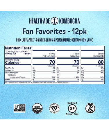 Health-Ade Kombucha Tea Organic Drink | Living Probiotics & Detoxifying Acids | Gut Health Support | Non-GMO, Vegan & Gluten Free | 12 Pack (16 Fl Oz Bottles) - Buy Online on GoSupps.com
